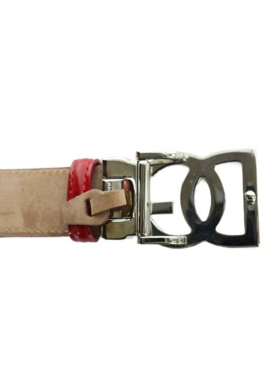 Dolce & Gabbana Belt Silver Enamel Leather DG Logo 85 cm main image 5